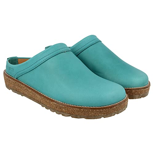 HAFLINGER Travel-Classic Eleganter Clog aus Leder mit Gummisohle Türkis (Aqua 1193), Gr. 43 von HAFLINGER