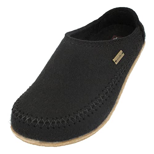 HAFLINGER Blizzard Credo Filz Pantoffel mit Gummisohle Hausschuh Schwarz, Gr. 38 von HAFLINGER