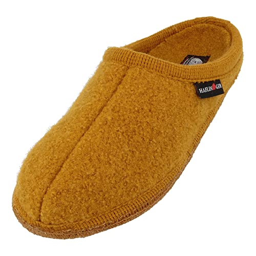 HAFLINGER Walktoffel Alaska Wolle Filzpantoffel Hausschuh Senf, Gr. 37 von HAFLINGER