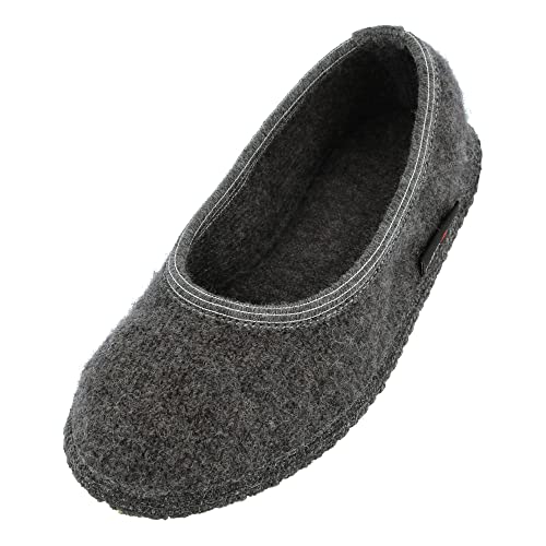 HAFLINGER Slipper Marina Filzpantoffel Hausschuh Ballerina Anthrazit, Gr. 41 von HAFLINGER