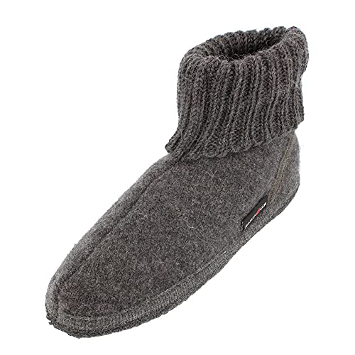 HAFLINGER Hüttenschuh Karl Filzpantoffel mit Kragen Hausschuh Anthrazit, Gr. 23 von HAFLINGER
