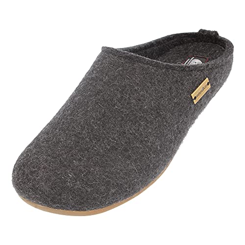 HAFLINGER Everest Fundus Filzpantoffeln im schlichten Design Graphit, Gr. 44 von HAFLINGER