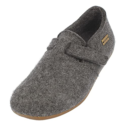 HAFLINGER Everest Focus Filzpantoffel mit verstellbarem Riemen Anthrazit, Gr. 41 von HAFLINGER