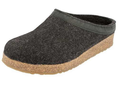 HAFLINGER Grizzly Torben Filzclog Hausschuh aus reinem Wollfilz Graphit, Gr. 43 von HAFLINGER