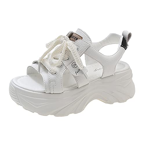 HAFNFUE Plateau Sandalen Damen Damenschuhe Groesse Sandalen Mit Absatz Sandalen Damen Leder Plattform Flip Flops Fischmund Freizeit Sommerschuhe Mit Reißverschluss Strandsandalen Flache Slippers von HAFNFUE