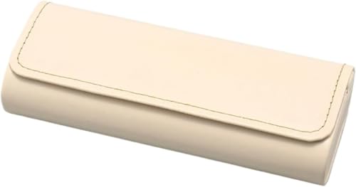HAFRILY Brillenetui Hardcase,Portable Brillenetui Leder,Brillenbox aus PU-Leder Schutz Gegen Druck Lightweight Travelling Metall für Damen und Herren (Beige) von HAFRILY