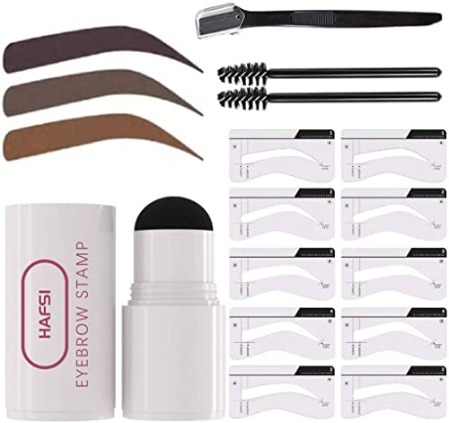 HAFSI Augenbrauenstempel Shaping Stencil Kit, All in One Brow Waterproof Eye Brow Stamp with 10 outstanding Pieces Reusable, Eyebrow Definer Eye Makeup Shaping Tool for Girls and Women (Blonde) von HAFSI