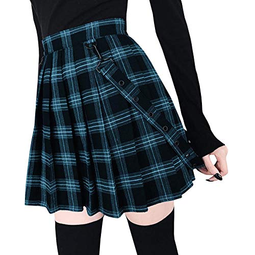 Emma Damen Herbst Winter Elegant Kariert Faltenrock Tartan Bedruckt Contrast Hohe Bund StABtch Shorts Mini ausgestellt Skater Doppelt Spitzen Rock Sexy(AB,2XL) von HAHAEMMA