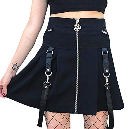 Emma Damen Herbst Winter Elegant Kariert Faltenrock Tartan Bedruckt Contrast Hohe Bund StBLtch Shorts Mini ausgestellt Skater Doppelt Spitzen Rock Sexy(BL,L) von HAHAEMMA