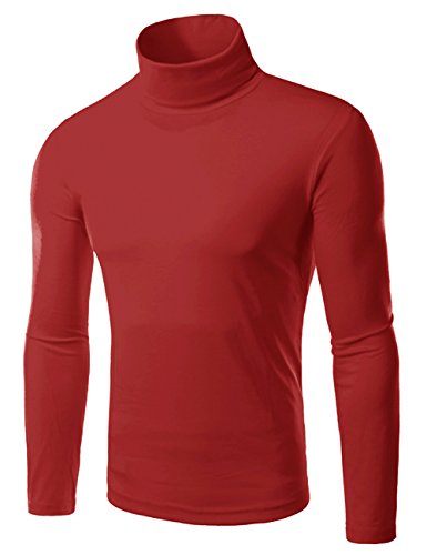 Emma Mann Turtle Polo Neck Rollkragen Langarm Baumwolle Bottom T-Shirt Jumper Tops Schlank Plain Winter Elastisch Tops Oberteiler Pullover(WR1,2XL) von HAHAEMMA