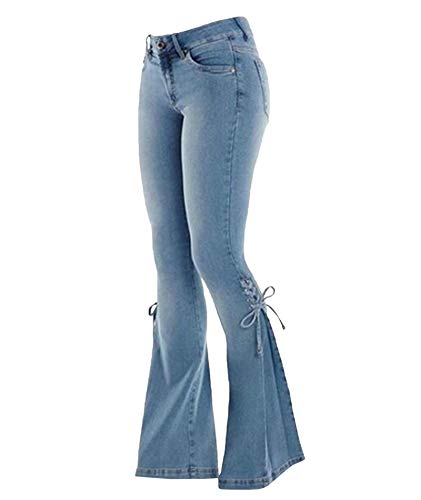 HAHAEMMA Damen Denim Jeans Schlaghose Bootcut Hose High Waist Glockenhose Stil Denim Pants Festlich Party Mode Hosen Jeanshosen Bowknot von HAHAEMMA