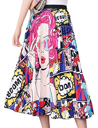 HAHAEMMA Damen Faltenrock Maxirock Kleider Langer Rock Plisseerock Plissierter Maxi Hohe Elastisch Taille A-Linie Falten Lang Einheitsgröße von HAHAEMMA