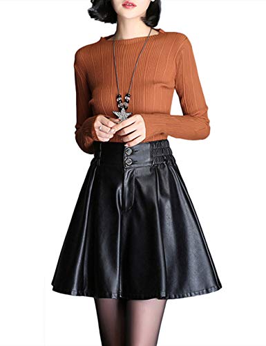 HAHAEMMA Damen Herbst Winter Fashion PU Lederrock Plus Size Slim Fit Sexy Faltenrock Elgant Minikleid mit Seitereißverschluss-632XL HAHAEMMA Damen Herbst Winter Fashion PU Lederrock Plus Size Slim Fit Sexy Faltenrock Elgant Minikleid mit Seitereißverschluss-632XL von HAHAEMMA