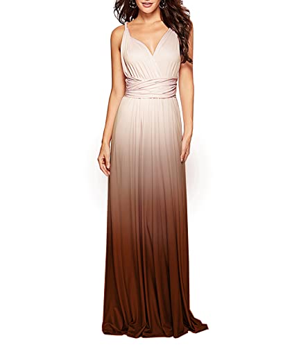 HAHAEMMA Damen Kleider Elegant Hochzeit Lang Abendkleid Multiway V-Ausschnitt Rückenfrei Brautjungfernkleid Bodenlang Abschlussball Ballkleid Neckholder Sommer Strandkleid（AP2,S） von HAHAEMMA