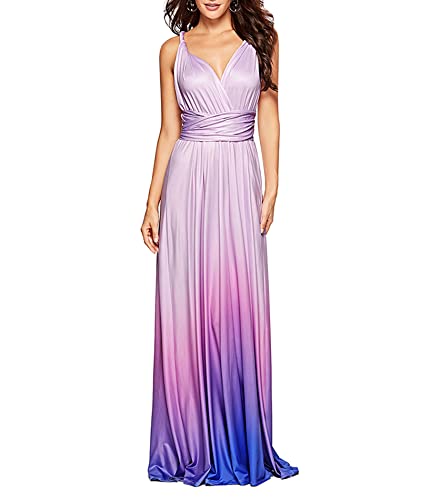HAHAEMMA Damen Kleider Elegant Hochzeit Lang Abendkleid Multiway V-Ausschnitt Rückenfrei Brautjungfernkleid Bodenlang Abschlussball Ballkleid Neckholder Sommer Strandkleid（PE2,M） von HAHAEMMA