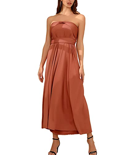HAHAEMMA Damen Kleider Elegant Hochzeit Lang Abendkleid Multiway V-Ausschnitt Rückenfrei Brautjungfernkleid Bodenlang Abschlussball Ballkleid Neckholder Sommer Strandkleid（RE3,M） von HAHAEMMA