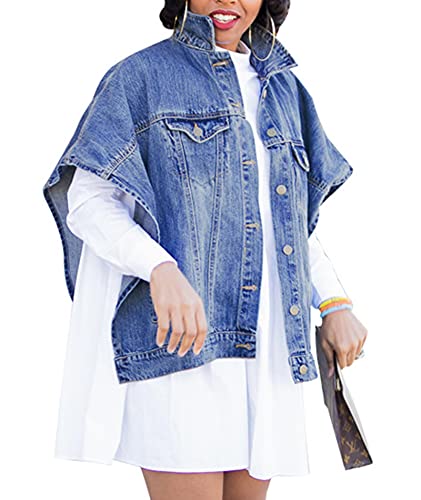 HAHAEMMA Damen Mode blaue Jacke lose Mantel Mantel Jacke Denim Lose Mantel Jacke(BE,XL) von HAHAEMMA