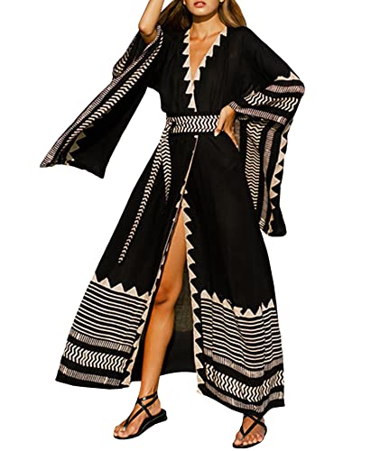 HAHAEMMA Damen Strandblusen Kimono Sonnenschutz Bohemien Strickjacke Langer Bikini Badeanzug Strandschal von HAHAEMMA