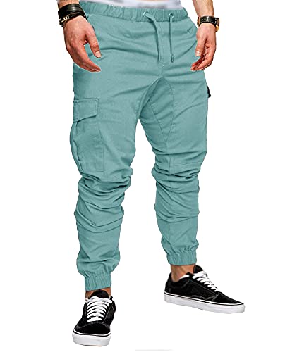 HAHAEMMA Herren Hosen Slim Fit Cargo Chino Casual Jogger Sporthose Freizeithose Jeans Hose mit Taschen Joggers Activewear Hosen Stretch Schwarz Herbst Winter M-4XL（BE,M） von HAHAEMMA