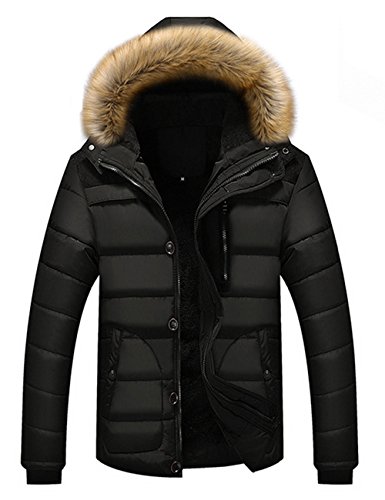 HAHAEMMA Herren Parka Winterjacke Fellkapuze Kapuze Baumwolle Jacken Mäntel Steppjacke(BL,5XL) von HAHAEMMA