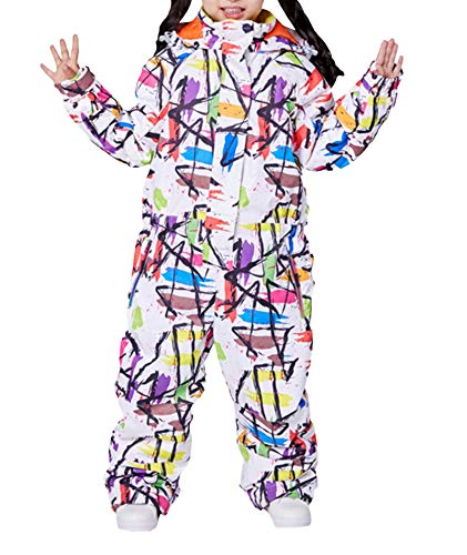 HAHAEMMA Kinder Schneeanzüge Skianzug Jumpsuit Warm Skisuit Freiensport Snowboard Trainingsanzug wasserdichte Winddichte Junge Mädchen Snowboardjacke für Skifahre Overall Mit Kapuze von HAHAEMMA