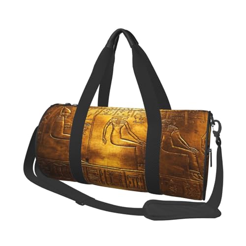 Ägypten Hieroglyphen Reisetasche, Organizer, Sporttasche, Turnbeutel, großer Druck, Polyester, Schultertasche für Damen und Herren, Schwarz , Einheitsgröße von HAHAFU