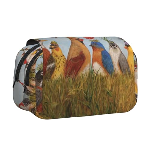 Animal Party Doppelschichtiges Federmäppchen, großes Fassungsvermögen (für 50 Stifte/Bleistifte), Volldruck, strapazierfähiges Polyester, Schul- und Bürobedarf von HAHAFU