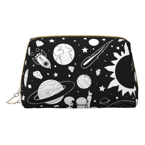 Astronaut Make-up-Tasche, Reise-Kosmetiktasche, bedrucktes Leder, wasserdicht, Reise-Make-up-Organizer, weiß, Einheitsgröße von HAHAFU