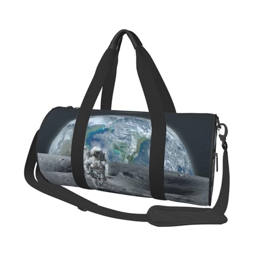 Astronauten-Reisetasche, Organizer, Sporttasche, Turnbeutel, großer Druck, Polyester, Schultertasche für Damen und Herren, Schwarz , Einheitsgröße von HAHAFU