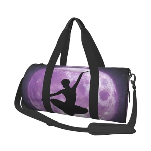 Ballerina-Tanz-Reisetasche, Organizer, Sporttasche, Turnbeutel, großer Druck, Polyester, Schultertasche für Damen und Herren, Schwarz , Einheitsgröße von HAHAFU