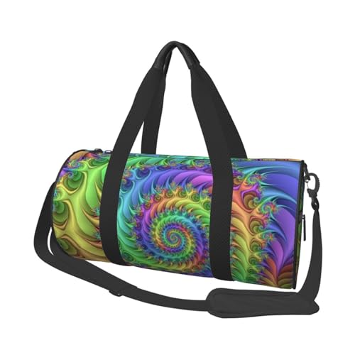 Batik-Reisetasche, Organizer, Sporttasche, Turnbeutel, großer Druck, Polyester, Schultertasche für Damen und Herren, Schwarz , Einheitsgröße von HAHAFU