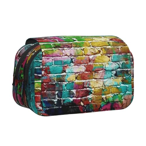 Buntes Federmäppchen mit Klappdeckel, doppelschichtig, großes Fassungsvermögen (für 50 Stifte/Bleistifte), Volldruck, strapazierfähiges Polyester, Schul- und Bürobedarf von HAHAFU