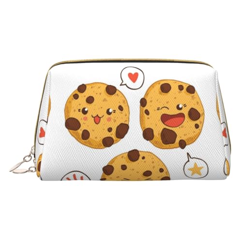 Chip Cookies Make-up-Tasche, Reise-Kosmetiktasche, bedrucktes Leder, wasserdicht, Reise-Make-up-Organizer, weiß, Einheitsgröße von HAHAFU