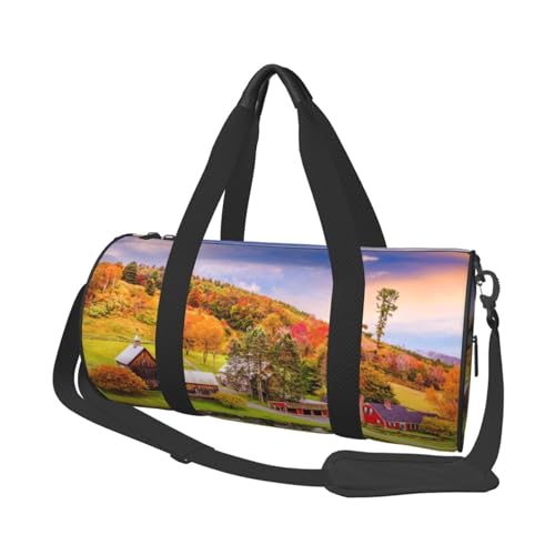 Country Farm Reisetasche, Organizer, Sporttasche, Turnbeutel, großer Druck, Polyester, Schultertasche für Damen und Herren, Schwarz , Einheitsgröße von HAHAFU