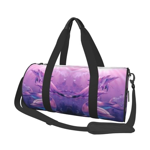 Delfin-Kunst-Reisetasche, Organizer, Sporttasche, Turnbeutel, großer Druck, Polyester, Schultertasche für Damen und Herren, Schwarz , Einheitsgröße von HAHAFU