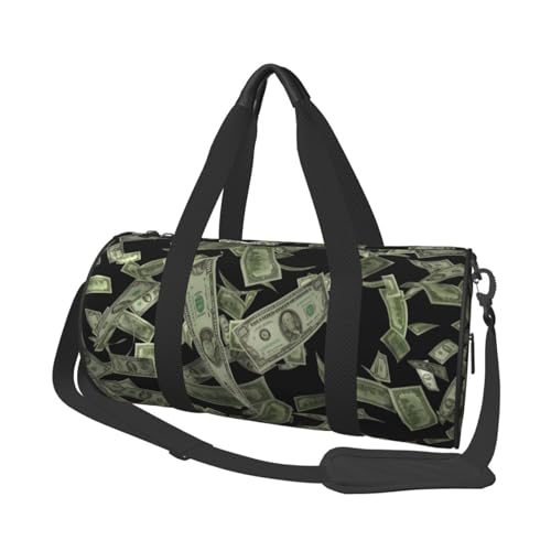 Dollarzeichen-Geldtasche, Reisetasche, Organizer, Sporttasche, Turnbeutel, großer Druck, Polyester, Schultertasche für Damen und Herren, Schwarz , Einheitsgröße von HAHAFU