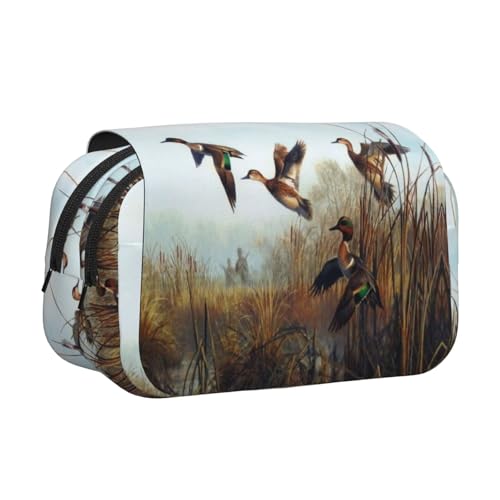 Doppelschichtiges Federmäppchen, Motiv: Jagd, fliegendes Wildnis, großes Fassungsvermögen (für 50 Stifte/Bleistifte), Volldruck, strapazierfähiges Polyester, Schul- und Bürobedarf von HAHAFU