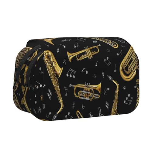 Doppelschichtiges Federmäppchen für Musikinstrumente, großes Fassungsvermögen (für 50 Stifte/Bleistifte), Volldruck, strapazierfähiges Polyester, Schul- und Bürobedarf von HAHAFU