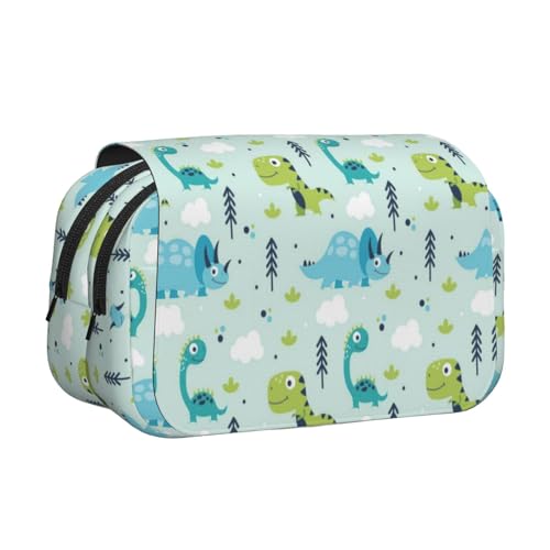 Doppelschichtiges Federmäppchen mit Dinosaurier-Muster, großes Fassungsvermögen (für 50 Stifte/Bleistifte), Volldruck, strapazierfähiges Polyester, Schul- und Bürobedarf von HAHAFU