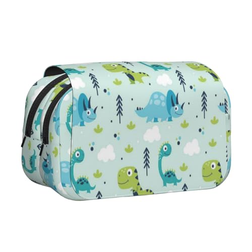 Doppelschichtiges Federmäppchen mit Dinosaurier-Muster, großes Fassungsvermögen (für 50 Stifte/Bleistifte), Volldruck, strapazierfähiges Polyester, Schul- und Bürobedarf von HAHAFU