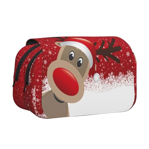 Doppelschichtiges Weihnachts-Federmäppchen, großes Fassungsvermögen (für 50 Stifte/Bleistifte), Volldruck, strapazierfähiges Polyester, Schul- und Bürobedarf von HAHAFU