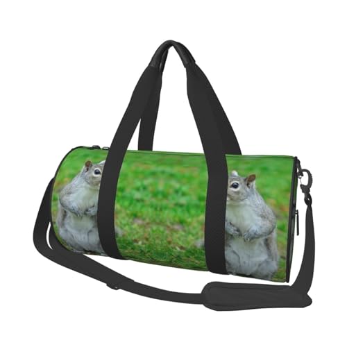 Eichhörnchen-Reisetasche, Organizer, Sporttasche, Turnbeutel, großer Druck, Polyester, Schultertasche für Damen und Herren, Schwarz , Einheitsgröße von HAHAFU