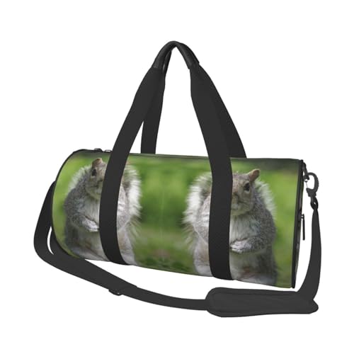 Eichhörnchen-Reisetasche, Organizer, Sporttasche, Turnbeutel, großer Druck, Polyester, Schultertasche für Damen und Herren, Schwarz , Einheitsgröße von HAHAFU