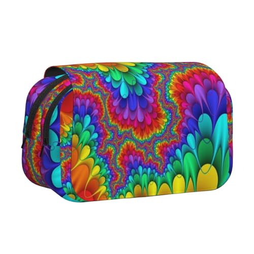 Federmäppchen mit doppelschichtigem Klappdeckel, großes Fassungsvermögen (für 50 Stifte/Bleistifte), Volldruck, strapazierfähiges Polyester, Schul- und Bürobedarf, Regenbogenfarben von HAHAFU