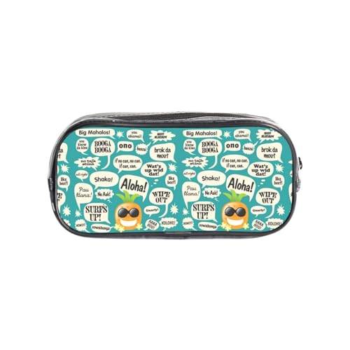 Federmäppchen mit hawaiianischen Sprüchen, transparentes PVC-Federmäppchen, Make-up-Tasche für Schule, Büro, Reisen, Fitnessstudio, Zubehör, Organizer (komplett bedruckte Vorderseite) von HAHAFU