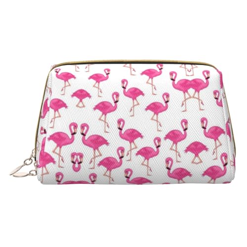 Flamingo Make-up-Tasche, Reise-Kosmetiktasche, bedrucktes Leder, wasserdicht, Reise-Make-up-Organizer, weiß, Einheitsgröße von HAHAFU