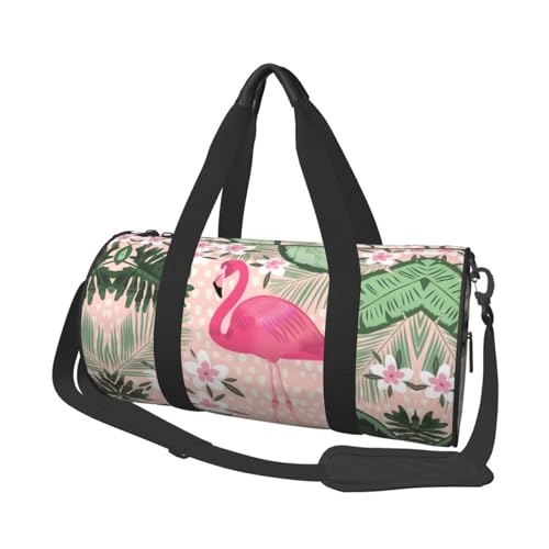 Flamingo Reisetasche, Organizer, Sporttasche, Turnbeutel, großer Druck, Polyester, Schultertasche für Damen und Herren, Schwarz , Einheitsgröße von HAHAFU