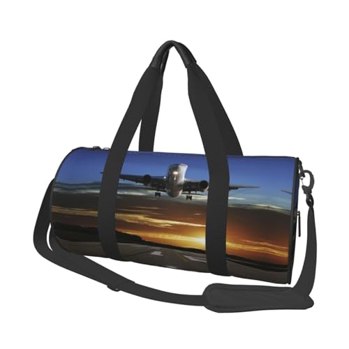 Flughafen-Reisetasche, Organizer, Sporttasche, Turnbeutel, großer Druck, Polyester, Schultertasche für Damen und Herren, Schwarz , Einheitsgröße von HAHAFU