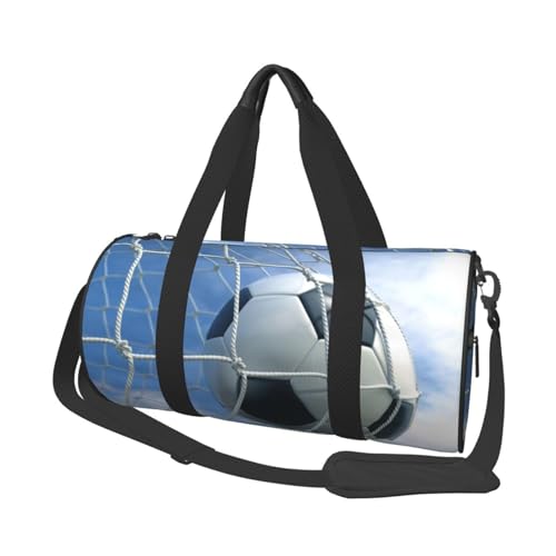 Fußball-Reisetasche, Organizer, Sporttasche, Turnbeutel, großer Druck, Polyester, Schultertasche für Damen und Herren, Schwarz , Einheitsgröße von HAHAFU