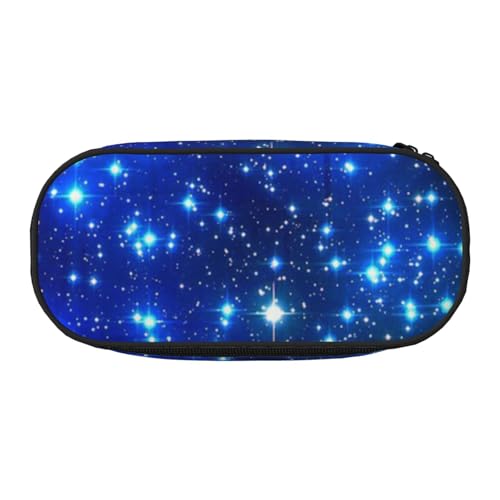 Galaxy Stars Federmäppchen mit doppeltem Reißverschluss, großes Fassungsvermögen, knautschfestes Polyester-Organizer mit 4 Stiftfächern und Netztasche für Schule, Büro, Reisen (Volldruckdesign) von HAHAFU